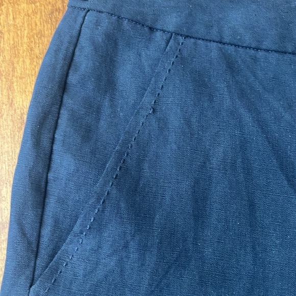 Pure Collection High Waisted Straight Silk Linen Navy Pant Size 4 - Picture 8 of 11